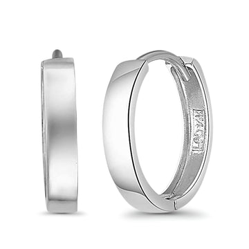 14K White Gold 2.5mm Plain Huggies Earrings Hinged 1.3grams 13mm Wholesale